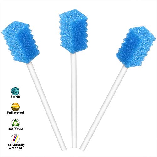 Disposable Unflavored Oral Care Sponge Swabs, Tooth Shape Blue (50 Count) - Thumbnail 2