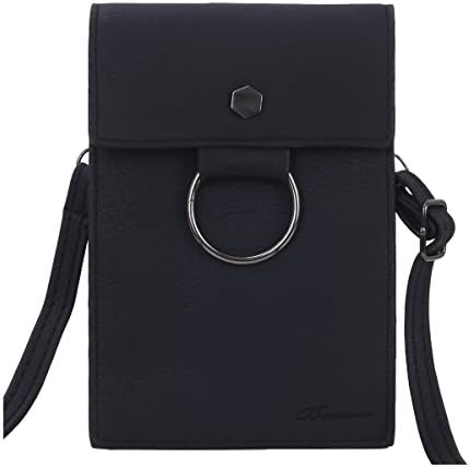Stylish design crossbody shoulder bag cellphone pouch for girl with shoulder strap for iphone 6/6s or 6/6s plus samsung galaxy note 2 any smartphones under 5.5" from Bosam (Black)