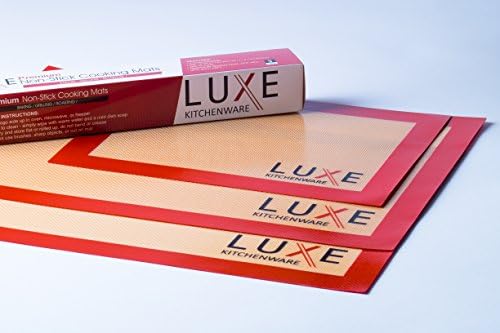 Non-Stick Silicone Baking Mats - Premium Quality - Fits Half Large (Standard) and Quarter Size Cooking Sheet Pans - Durable and Reusable - Set of 3