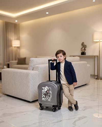 ZAAPPY Kids Cute Printed ABS Lightweight 17 Inch (7kg) Cabin Size Luggage, 8 Wheels, Combination Lock Suitcase (Blue)