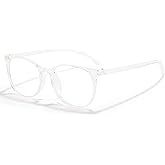 ANRRI Blue Light Blocking Glasses Round Lightweight Eyeglasses Frame Filter Blue Light Computer Game Glasses Clear Frame for Men and Women