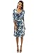 PattyBoutik Women's Faux Wrap A Line Dress (Blue, Green and White XL)