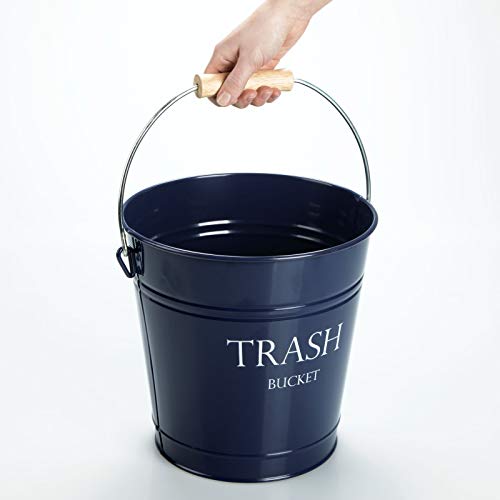 mDesign Small Round Metal Trash Can Pail, Wastebasket, Garbage