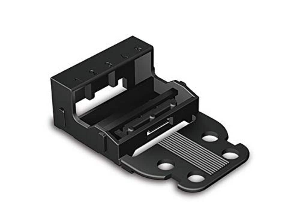WAGO Mounting carrier; for 5-conductor terminal blocks; 221 Series - 4 mm²; with snap-in mounting foot for vertical mounting; black, 221-525/000-004 (10 pcs)