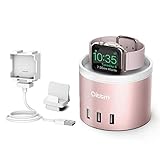Apple Watch Charging Stand, Oittm [Nightstand Mode] [3 in 1 Bracket Power Charger ]4-Port USB Charger Stand with Phone Holder for iPhone 8/8 Plus/7/7 Plus/6/6 Plus/iWatch 1/2/Nike+ (Rose Gold)