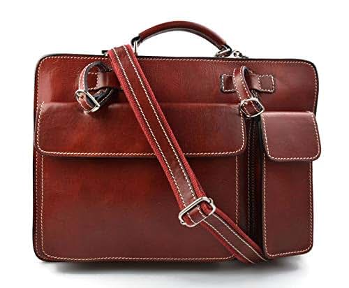 Leather shoulderbag briefcase carry on messenger bag