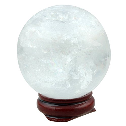 SUNYIK Natural Rock Quartz Sphere Gemstone Ball Crystal Sculpture Figurine(1.5