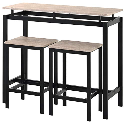 3 Stück Bartisch-Sets, Küche Pub Tisch und 2 Barhocker, 3-teiliges Metallgestell Frühstückstisch Set,Esstisch Stehtisch… – Bild 5