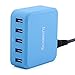 Lumsing USB desktop charger 5V 8A 5 ports square desktop charging station With Intelligent Control Chipset for iPhone iPadd HTC LG Motorola Samsung Galaxy Smartphones Tablets(Blue)