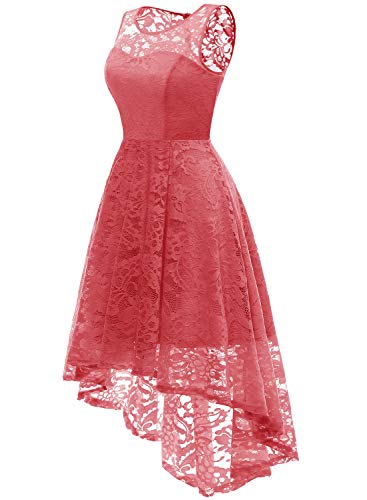 MuaDress-Vintage-Cocktail-Vestiti-Elegante-Donna-Hi-Lo-Fiore-Pizzo