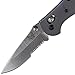 Benchmade - Mini Griptilian 556-1 Knife, Drop-Point Blade, Serrated Edge, Satin Finish, Gray Handle