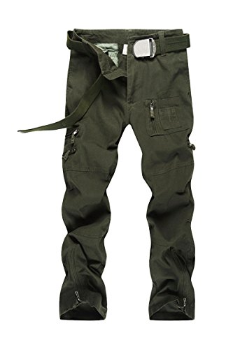 EKLENTSON Men's Cargo Work Pants Big and Tall Outdoor Straight-Fit Military Pants Army Green