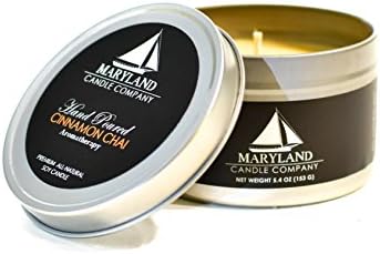 Maryland Candle Company - Cinnamon Chai Candle 5.4 oz, All Natural Soy Wax, Infused with Essential Oils, Aromatherapy, 25-30 Hour Burn, Recyclable Materials, Cotton Wicks, Phthalate Free - Made in USA