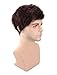 Kalyss Men's Wig Short mix Brown Color Curly Wavy Natural Synthetic Hair Wig for Men
