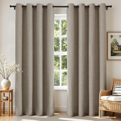 Joydeco Linen Blackout Curtains, 72 Inch Length, Room Darkening, 52x72 Inch, Grommet Top, Unisex, Indoor, Bedroom, Living Room