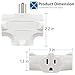 Kasonic 3-Outlet Grounding Adapter (3 Pack); Heavy-Duty Grounded Power Tap; UL Listed Plug Extender (White)