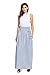 HOTAPEI Summer High Waisted Vertical Striped Maxi Skirts for Women Light Blue XL