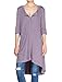 Mordenmiss Women's New Half Sleeve High Low Loose Tunic Tops Light Purple-XXL