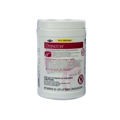 DISPATCH Disinfectant Wipes - Towels in Round Canister, 7" x 8" - Box of 150