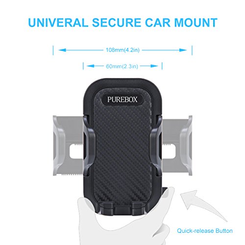 Purebox Car Phone Holder Universal Windshield Dashboard Truck Phone Mount Holder for iPhone X 8 7 7S Plus 6 6S Plus 5 5s Galaxy S5 S6 S7 S8 Google Nexus LG Huawei, Black