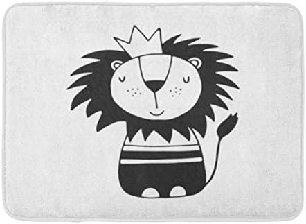 Goodshope Doormats Bath Rugs Outdoor/Indoor Door Mat Animal Cute Lion Nursery in Scandinavian Monochrome Kids Awesome Baby Bathroom Decor Non-Slip Rug 16" x 24"