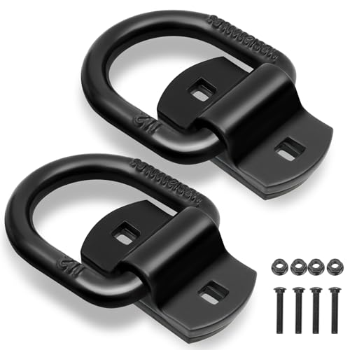 AUTOBOTS 1/2" Heavy Duty Bolt-On Forged D Ring, 12000Lbs Break Strength Tie Down Anchors Hooks, For Trailers, Trucks, And Cargo Tie Downs (Pack Of 4) Red