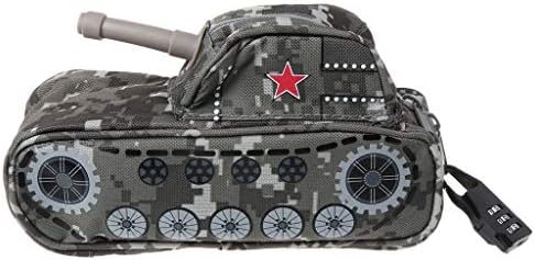 Ujuly Creative Car Shape Pencil case Camouflage Pencil Bag with Lock Pen Storage Box Office School Stationeries Boy's Gift (Gray-01)