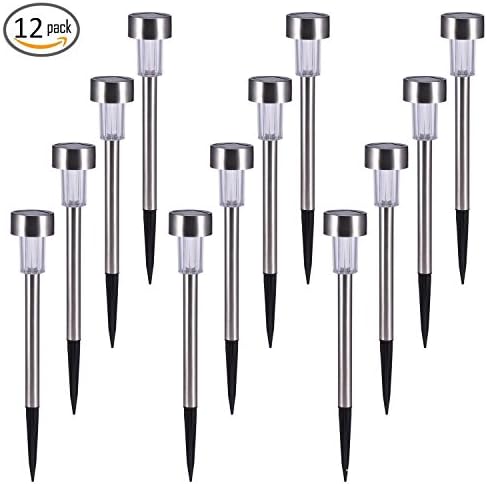 TMOcom Solar Path Lights LED Solar Security Lights Fixtures Waterproof Outdoor Ground Lights Garden Patio Lights for Landscape Yard Driveway Lawn,12 Pcs(White)