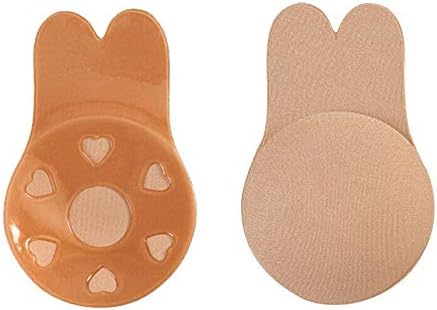succeedtop Pet Push up Strapless Self Adhesive Bra Reusable Invisible for Backless Dress Sticky Bras Women Invisible Brassy Tape Breast Lifting Bra Tape Silicone Invisible Nipple (S, Beige&Black)