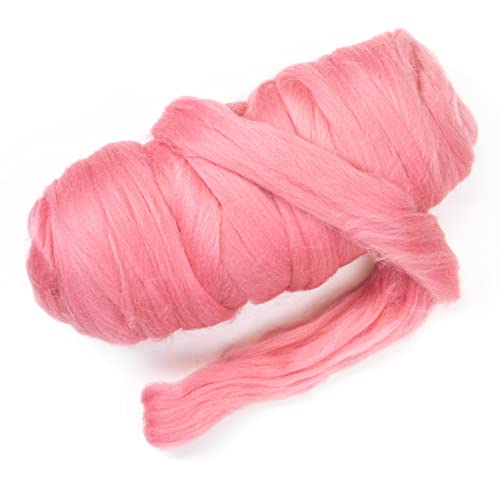 Kondoos Colored Natural wool roving, 1 lb. Best wool for needle felting, wet felting, handcrafts and spinning. (Wild watermelon, 1 lb)