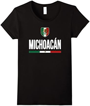 Women's Michoacan Mexico T-shirt Mexican Flag Tee Souvenir Travel Small Black