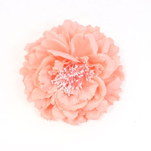 uxcell Bead Decoration Pink Fabric Peony Flower Style Ponytail Holder Hairclip Brooch