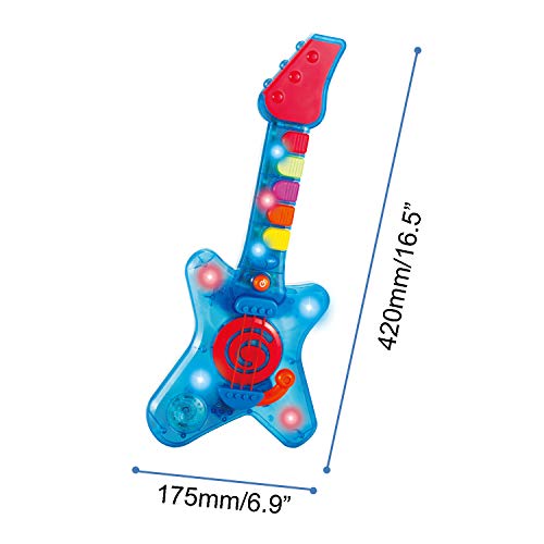 infunbebe Rock N Roll Guitar Little Rock Star Guitar, Electronic Musical Toy Instrument with Lights & Musics for Infant from 2 Years & Up - Thumbnail 4