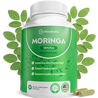 Rosabella Moringa Capsules - Pure Moringa Powder, Energy, Skin, Immune & Gut Health Superfood, Rich in Antioxidants, Essential Vitamins & Amino Acids, Natural Green Superfood Supplement - 60 Count