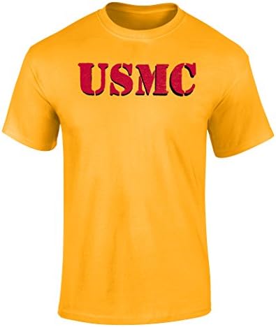 US Marines Vintage USMC Graphic Officially Licensed T Shirt Gold Large