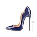 MODEMOVEN Women's Sexy Point Toe High Heels,Patent Leather Pumps,Wedding Dress Shoes,Cute Evening Stilettos Blue - 8 M US