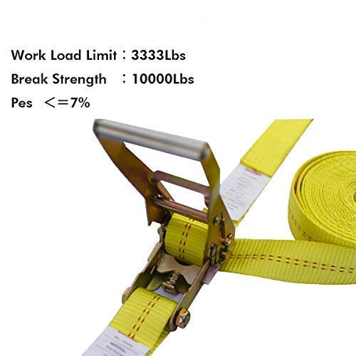 Ratchet Tie Down Strap - 4 Pack 2" inch x 27' Ft Heavy Duty Ratchet Straps with Aluminum Handle, Cargo Straps for Moving Appliances, Lawn Equipment, Motorcycle in a Truck - Thumbnail 3