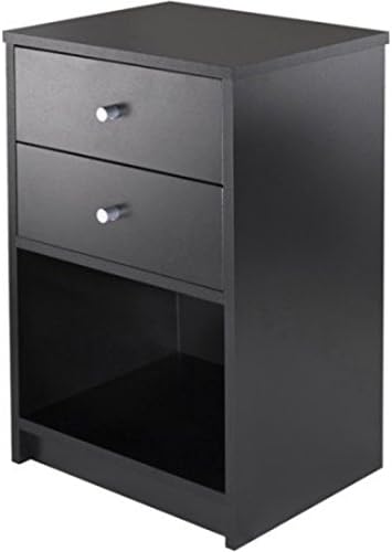 Winsome Ava Accent Corner or Side End Nightstand Table with 2 Drawers ,Black Finish