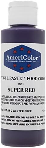 Americolor 133ml Liquid Gel Food Color, 4.5-Ounce, Super Red by AmeriColor
