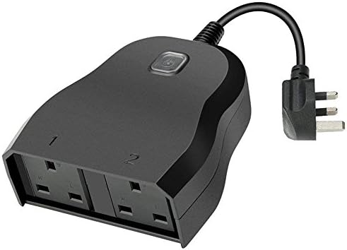 GZCRDZ Wireless Wi-Fi Outdoor Smart Plug Compatible Outdoor Remote Control Outlet Switches Light Timer Indoor Socket 1 in 2 Out UK Plug
