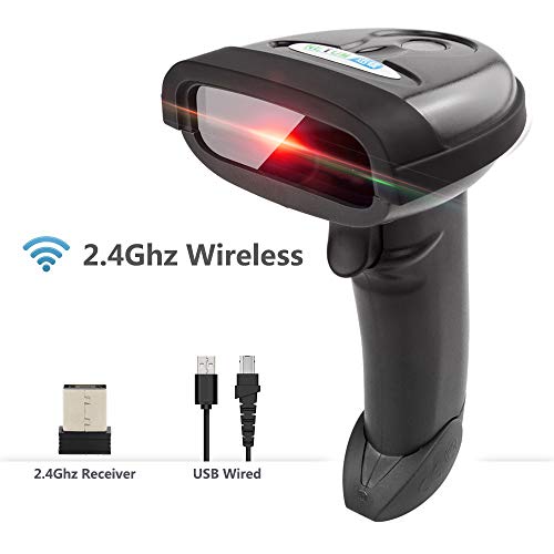NETUM Wireless Barcode Scanner, 2 in 1 2.4G Wireless & USB Wired 1D Laser Barcode Reader Handheld Bar Code Reader Cordless Rechargeable Bar Code Scanner for Computer MAC Laptop NT-1698W