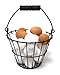 Wire Egg Basket, Round with Wood Handle, Black by EggBaskets
