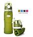 Kemier Collapsible Silicone Water Bottles-750ML,Medical Grade,BPA Free.Can Roll Up,26oz,Leak Proof Foldable Sports & Outdoor Water Bottles (Green)