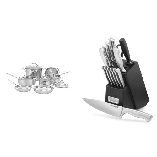 Cuisinart 77-11G Chef s Classic Stainless 11-Piece Cookware Set & Cuisinart 15-Piece Stainless Steel Hollow Handle Block Set, C77SS-15PK Cuisinart 77-11G Chef s Classic Stainless 11-Piece Cookware Set & Cuisinart 15-Piece Stainless Steel Hollow Handle Block Set, C77SS-15PK