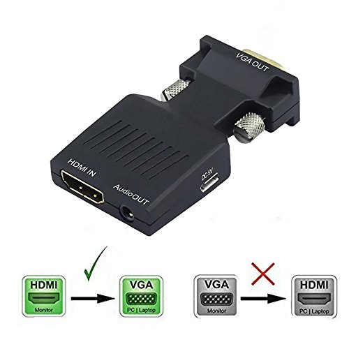 YYGJ HDMI Female to VGA Male Adapter,HDMI to VGA Converter 1080P with 3.5mm Audio Output Port Portable HDMI Connector for Laptop PC HDTV Projectors and Other HDMI Input Devices Black (HDMI to VGA)
