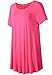 LARACE Women Short Sleeves Flare Tunic Tops for Leggings Flowy Shirt (1X, Rosepink)