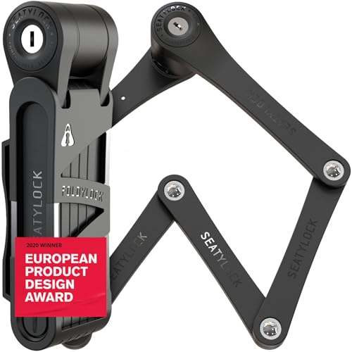 FoldyLock Compact Fahrrad Faltschloss – Patentiertes Testsieger Fahrradschloss mit Schlüssel und Halterung für Hohe Sicherheit – Leicht und Sicher für
