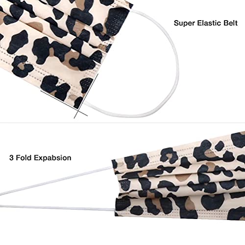 100 Pack Disposable Face Masks Leopard Mask, Printed Cheetah Face