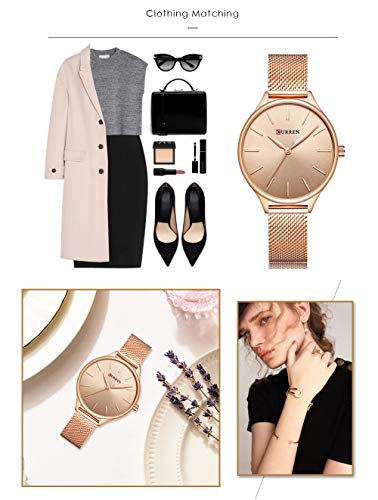 Curren 9024 - Reloj de cuarzo para mujer, analógico, ultrafino, de acero inoxidable, de acero inoxidable, simple, casual, impermeable, para mujer - Imagen 6