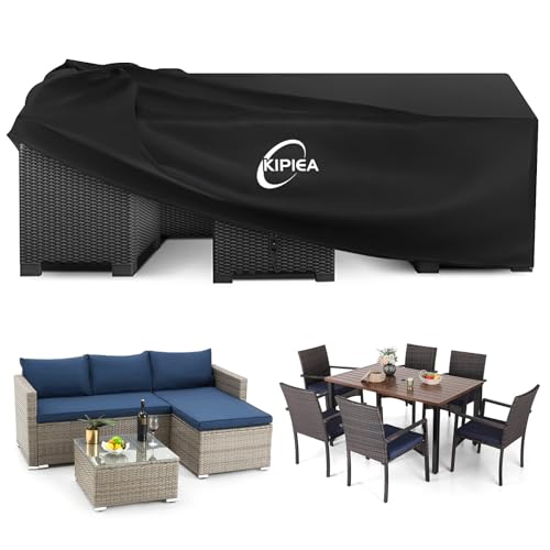 Kipiea Abdeckung Gartenmöbel Wasserdichte, Schutzhülle Terrassenmöbel Anti-UV Abdeckplane für Gartentische Gartenmöbel, Sofa Winterfest und Staubfest,